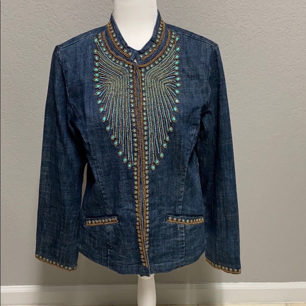 Chico’s Beaded Jean Jacket